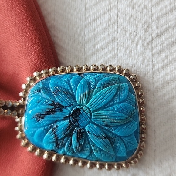 Stephen Dweck Gold and Blue Turquoise Necklace - Picture 3 of 7